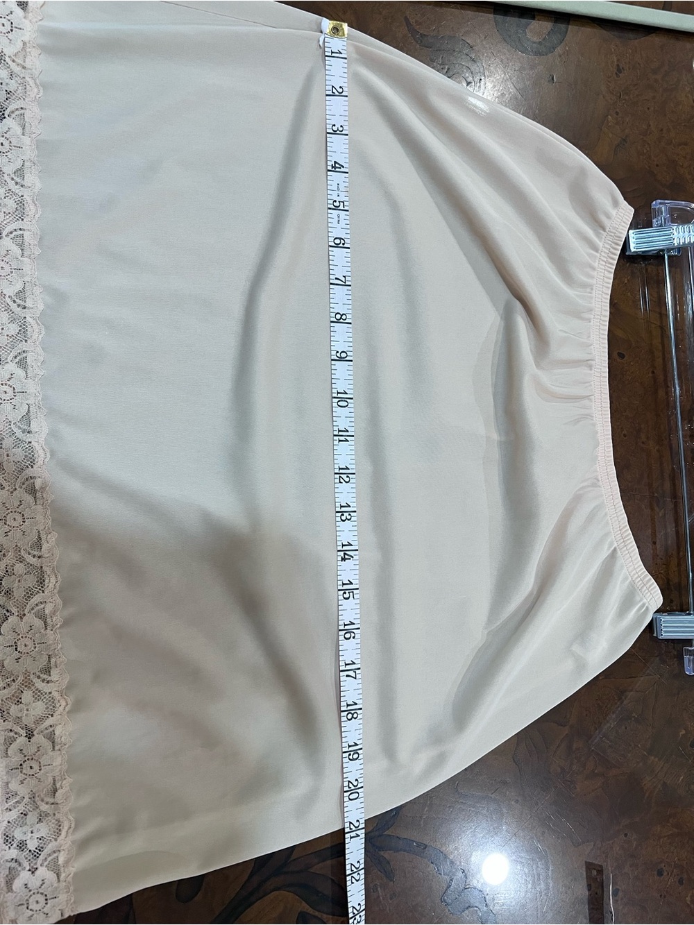 Vintage Vanity Fair Beige Half Slip Petticoat Lace Pleated Hem Size M/L USA Made - Picture 5 of 7